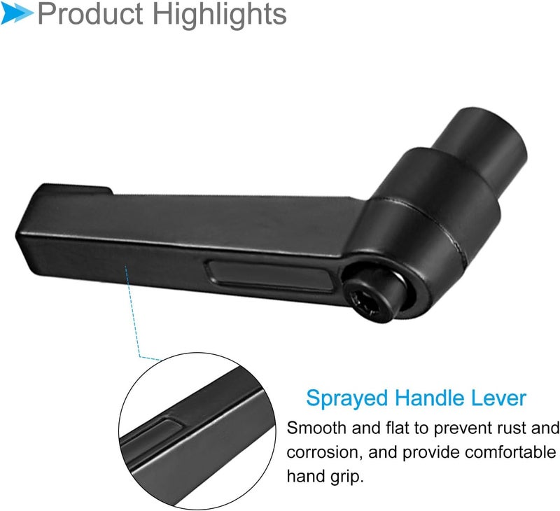 CoCud Clamping Lever Handles, M6 Female Thread 46mm Lever, Adjustable Quick Release Locking Rotating Knobs Black - (Applications: for Lathe Machinery), 6-Pieces - Image 4